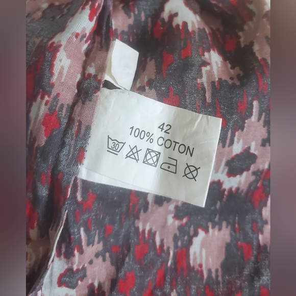 NWT Monoprix France Long Sleeve Print Button Down Shirt Top Size 42 Med - Picture 7 of 11